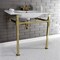Kingston Brass KVPB37224Q7 37-Inch Console Sink with Stainless Steel Legs (4-Inch, 3 Hole), White/Brushed Brass KVPB37224Q7 - alternate 2